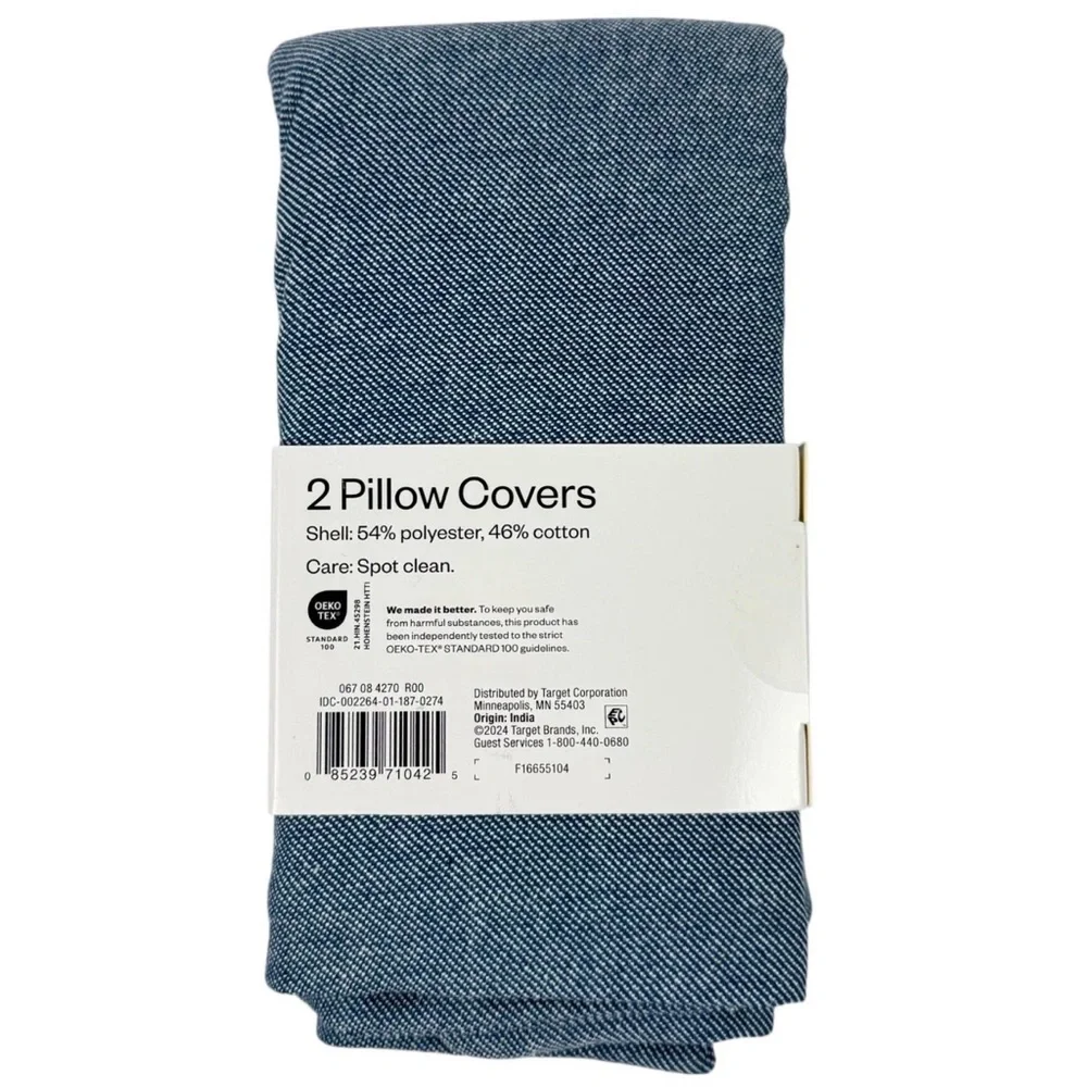Room Essentials Pillow Covers Square 16 x 16 Blue Zippered New with Tag